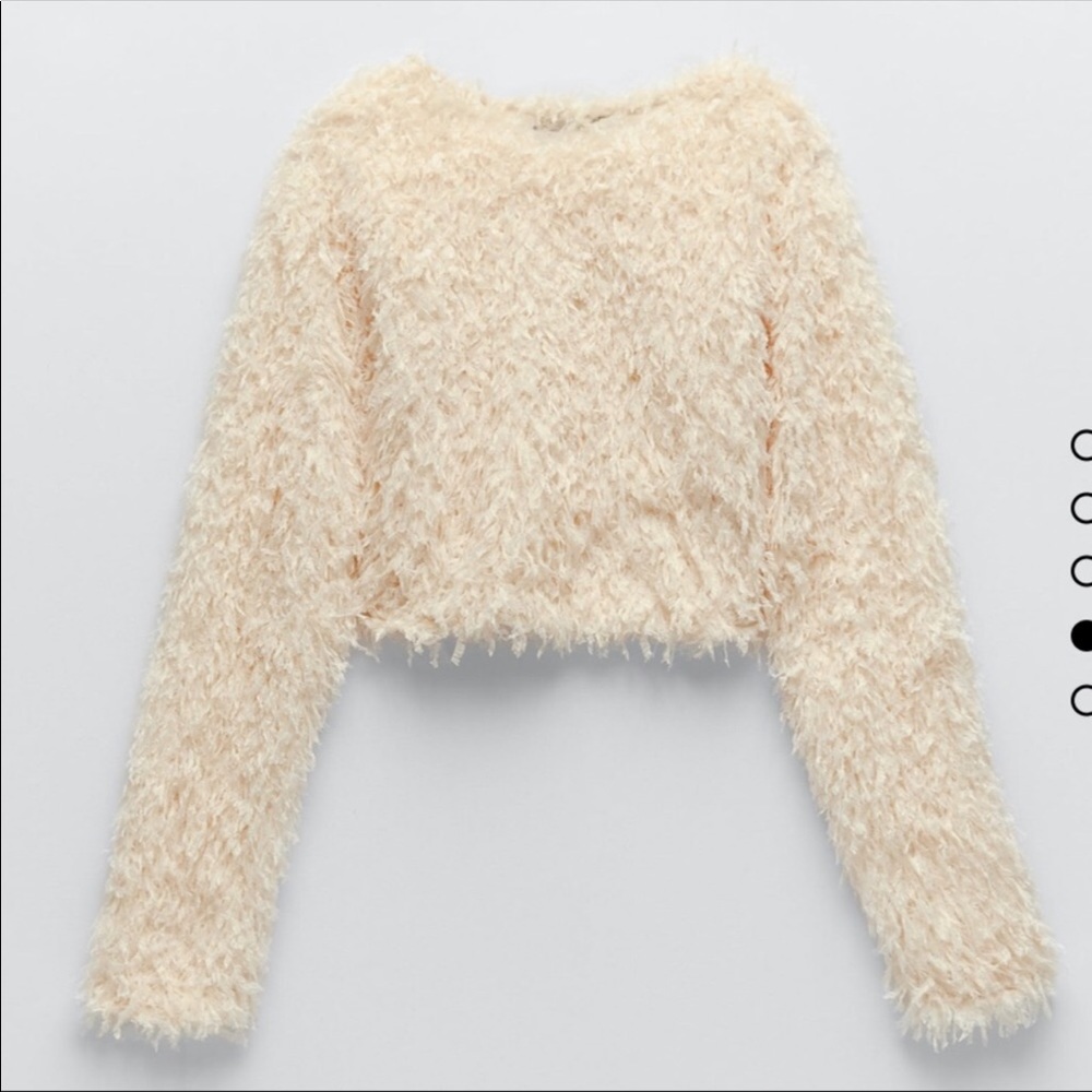 Zara Cream Feather Effect Sweatshirt Sweater Top - Picture 11 of 14